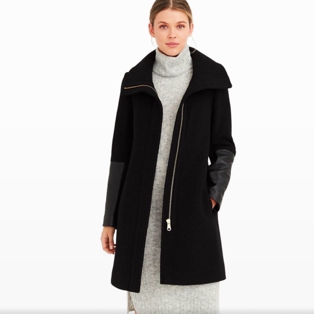 Club Monaco Wayland Coat with Leather Trim